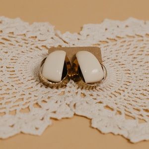 Vintage gold & white dangle earrings